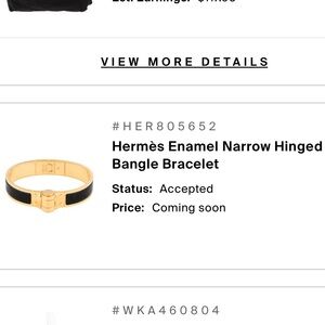 Hermès Black and Gold Narrow Enamel Hinged Bangle